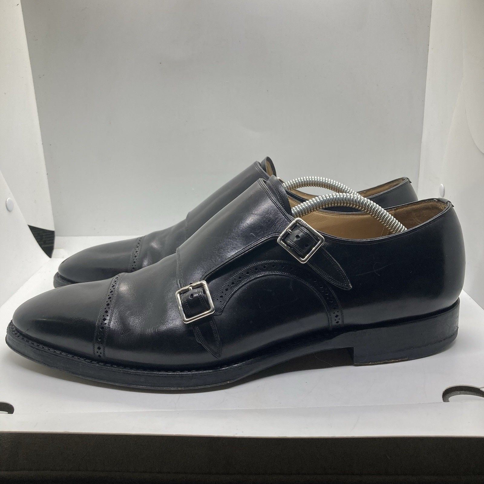 Bally Scribe Double Monk Strap Black Mens 9.5 Dress Shoes